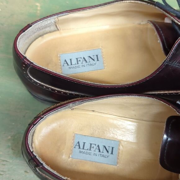 Mens Alfani (Italy) "Paul" Brown Leather Oxford Cap Round Toe Dress Shoes sz10.5 - Picture 5 of 10